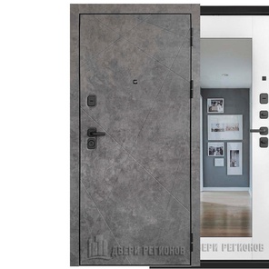 Входная дверь ПРОГРЕСС ЛАЙТ Z  снаружи МДФ панель темный бетон/внутри МДФ панель белая шагрень зеркало